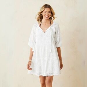 Tommy Bahama Harbour Raglan Eyelet White Dress SZ XL
